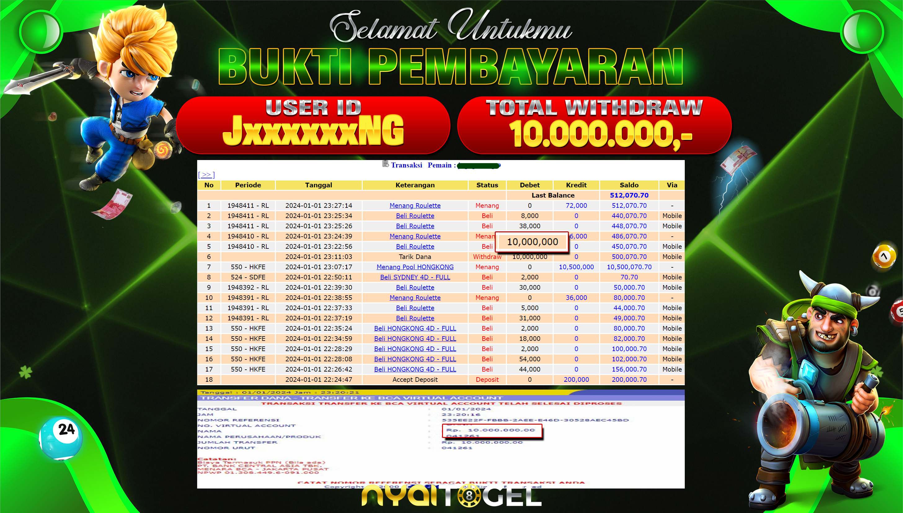 NYAITOGEL Bukti Jackpot Togel Di Pasaran HK Rp.10.000.000,-