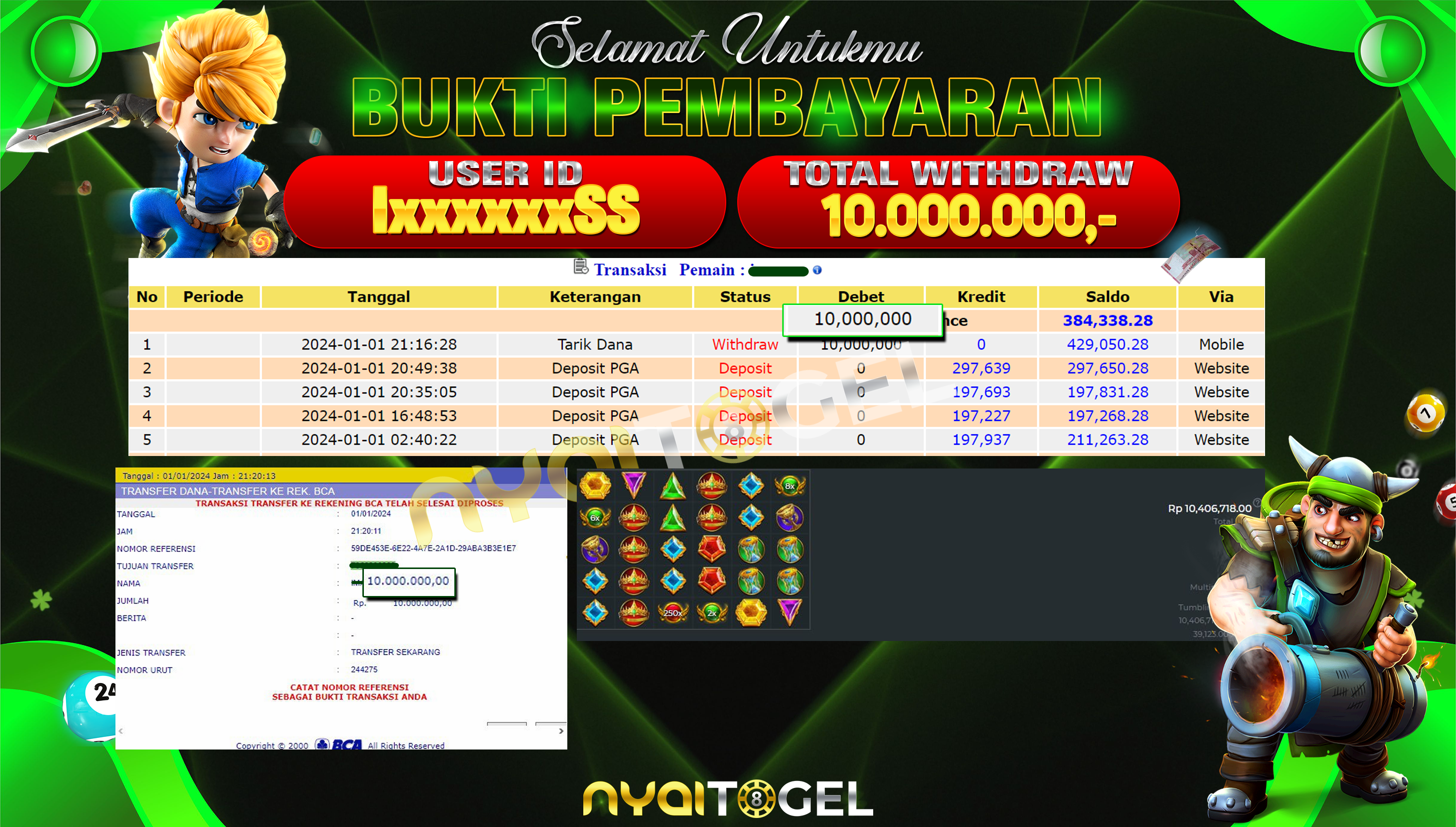 NYAITOGEL Bukti Jackpot Slot Di Gates of OIympus Rp.10.000.000,-