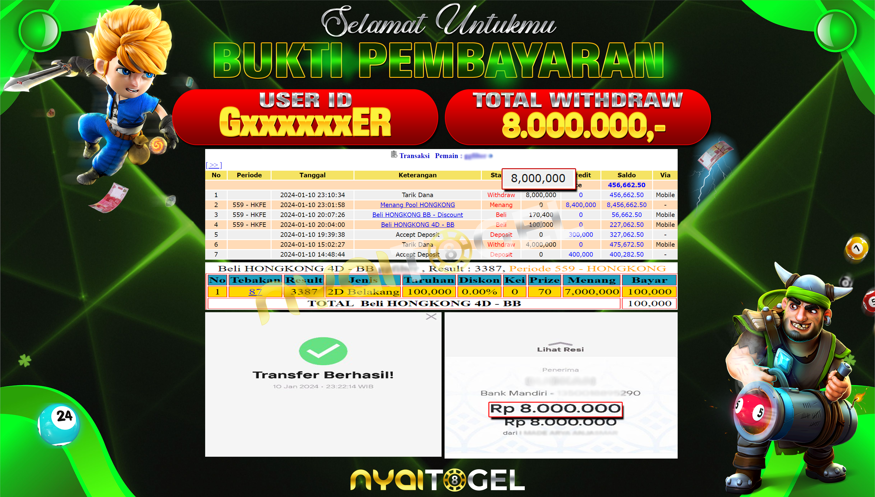 NYAITOGEL Bukti Jackpot Togel Di Pasaran HK Rp.8.000.000,-