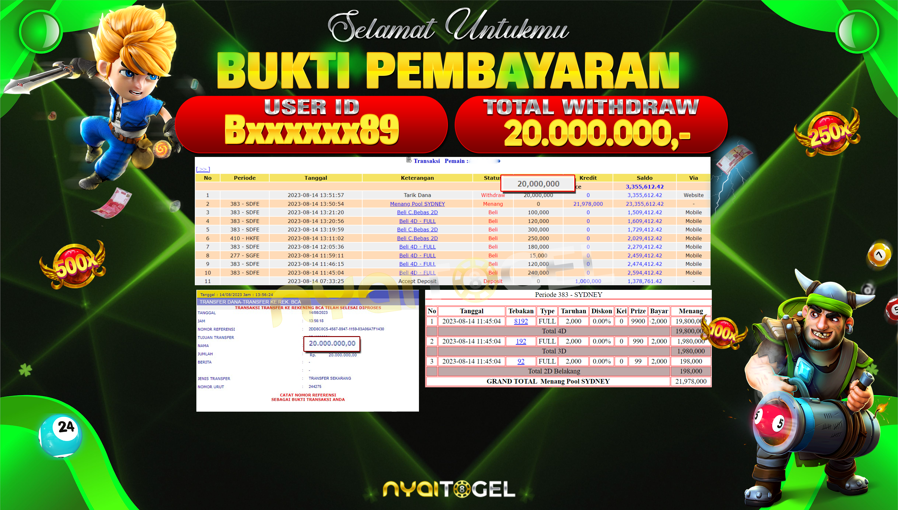 NYAITOGEL Bukti Jackpot Togel Di Pasaran Sydney Rp.20.000.000,-