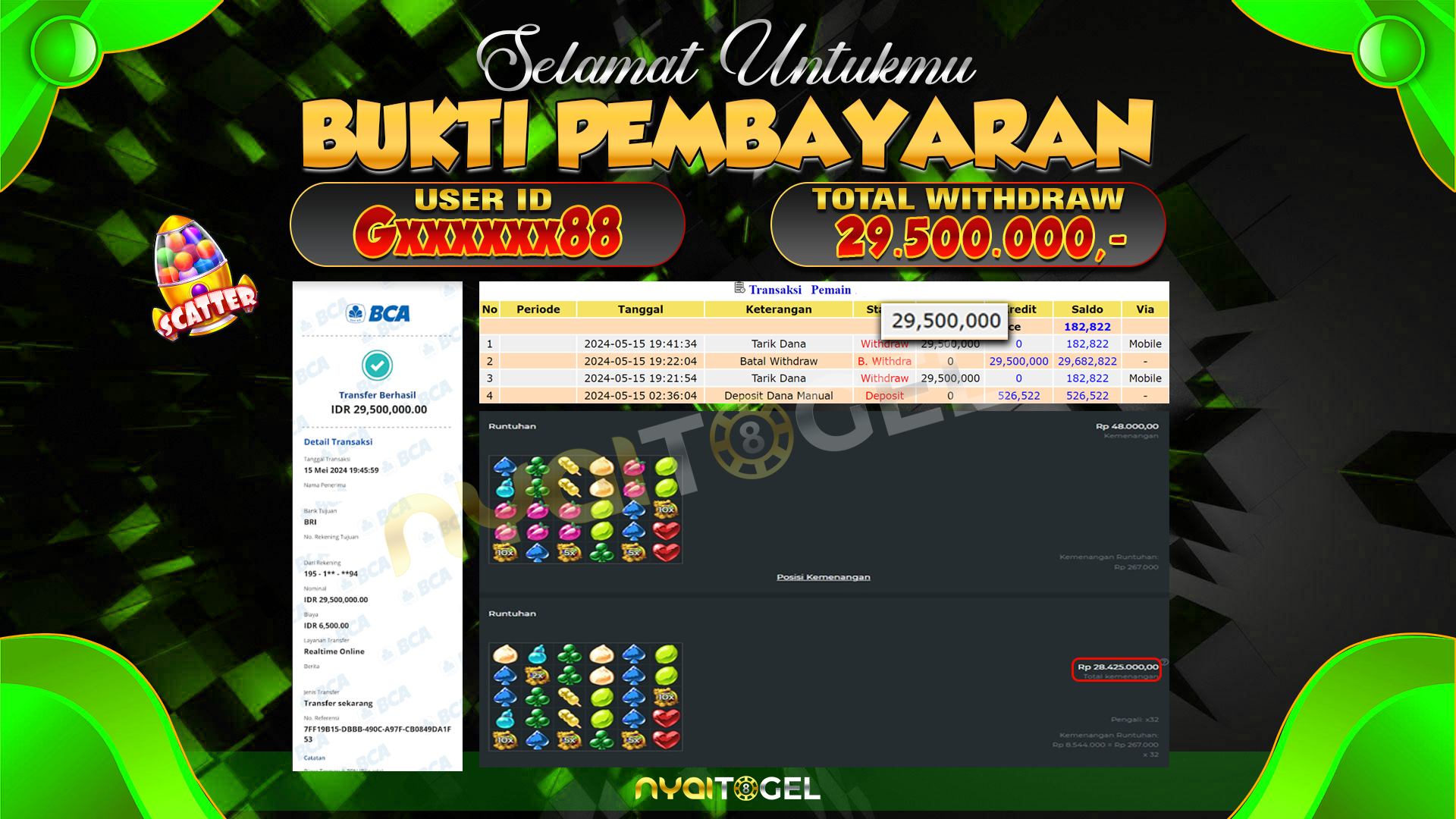 NYAITOGEL Bukti Jackpot Slot Di Candy Village Rp.29.500.000,-