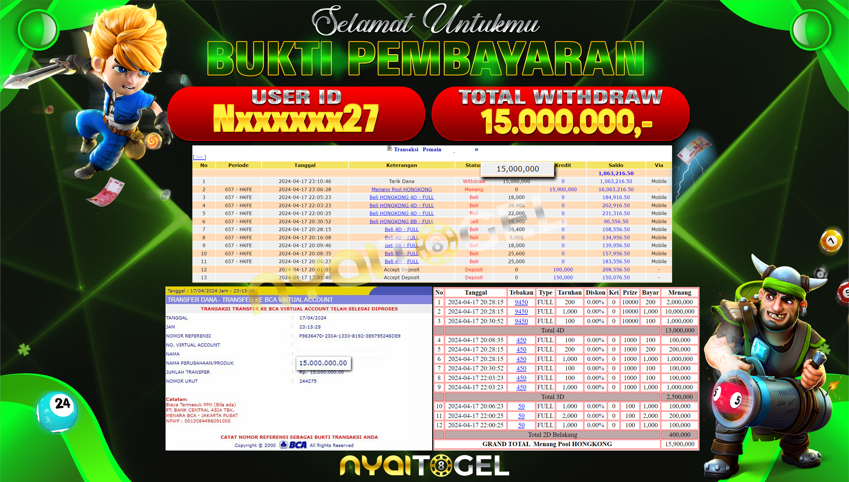 NYAITOGEL Bukti Jackpot Togel Di Pasaran HK Rp.15.000.000,-