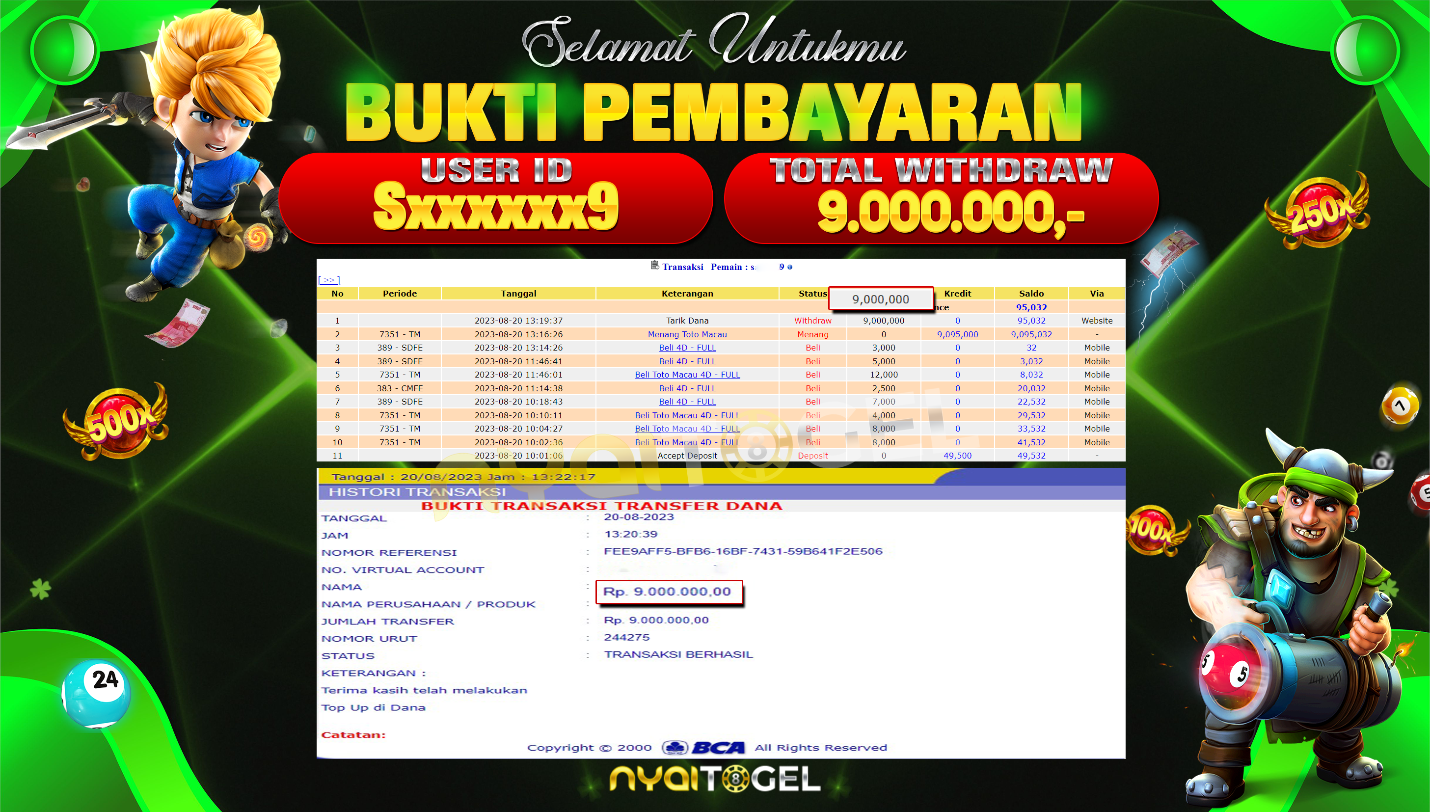 NYAITOGEL Bukti Jackpot Togel Di Pasaran TTM Rp.9.000.000,-