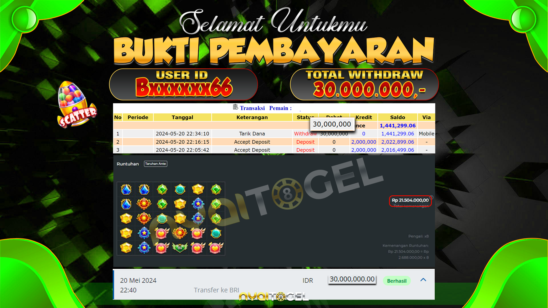 NYAITOGEL Bukti Jackpot Slot Di Starlight Princess Rp.30.000.000,-