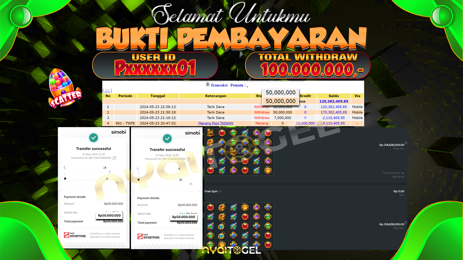 NYAITOGEL Bukti Jackpot Slot Di Gates Of Gatot Kaca Rp.100.000.000,-