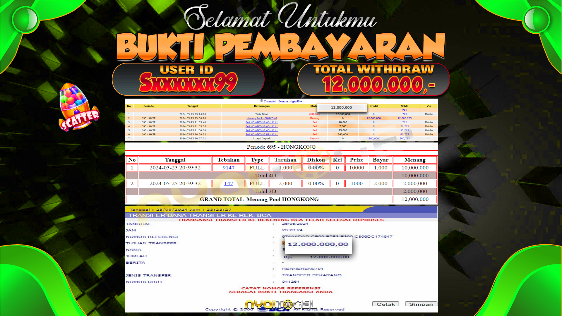 NYAITOGEL Bukti Jackpot Togel Di Pasaran HK Rp.12.000.000,-