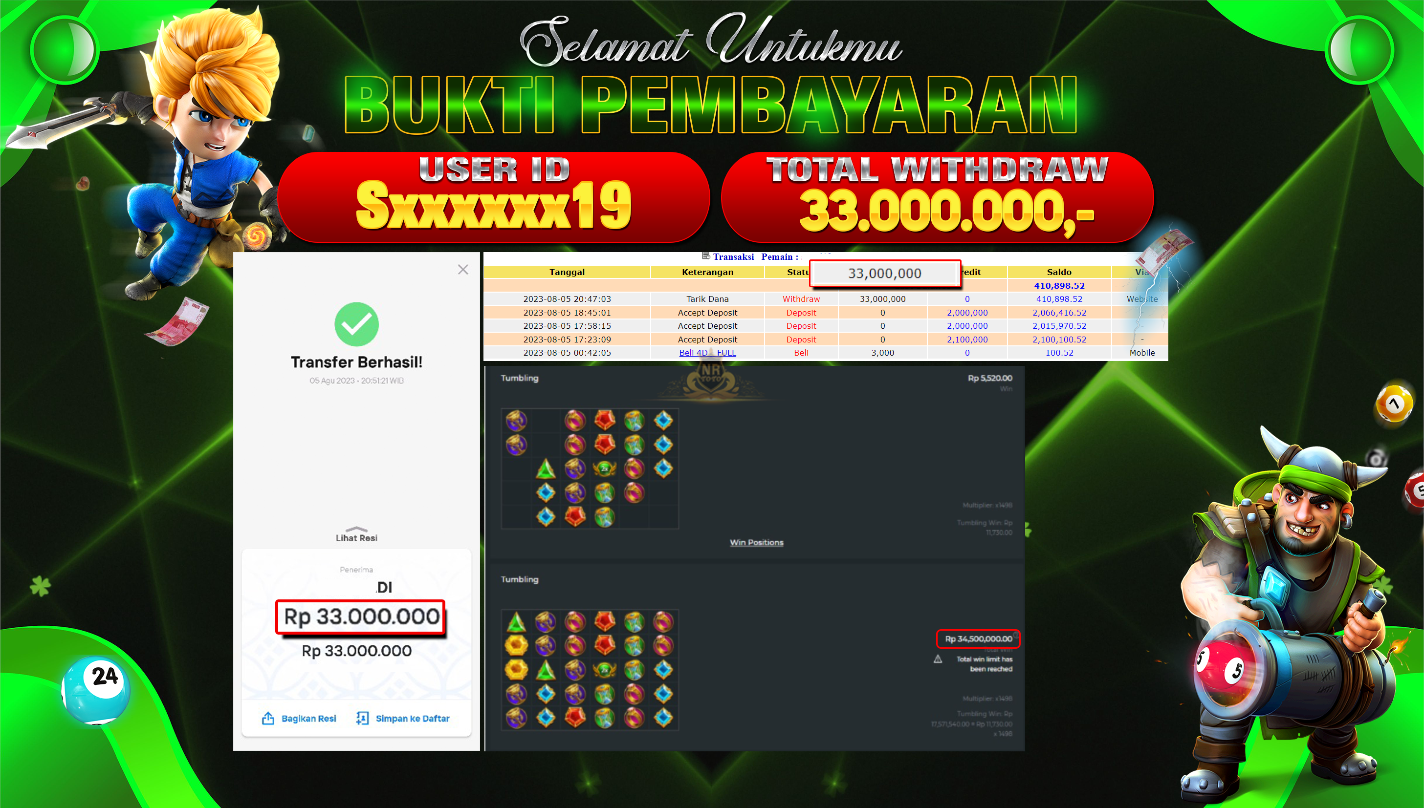 Bukti Jackpot Slot Nyaitogel 5 Agustus 2023