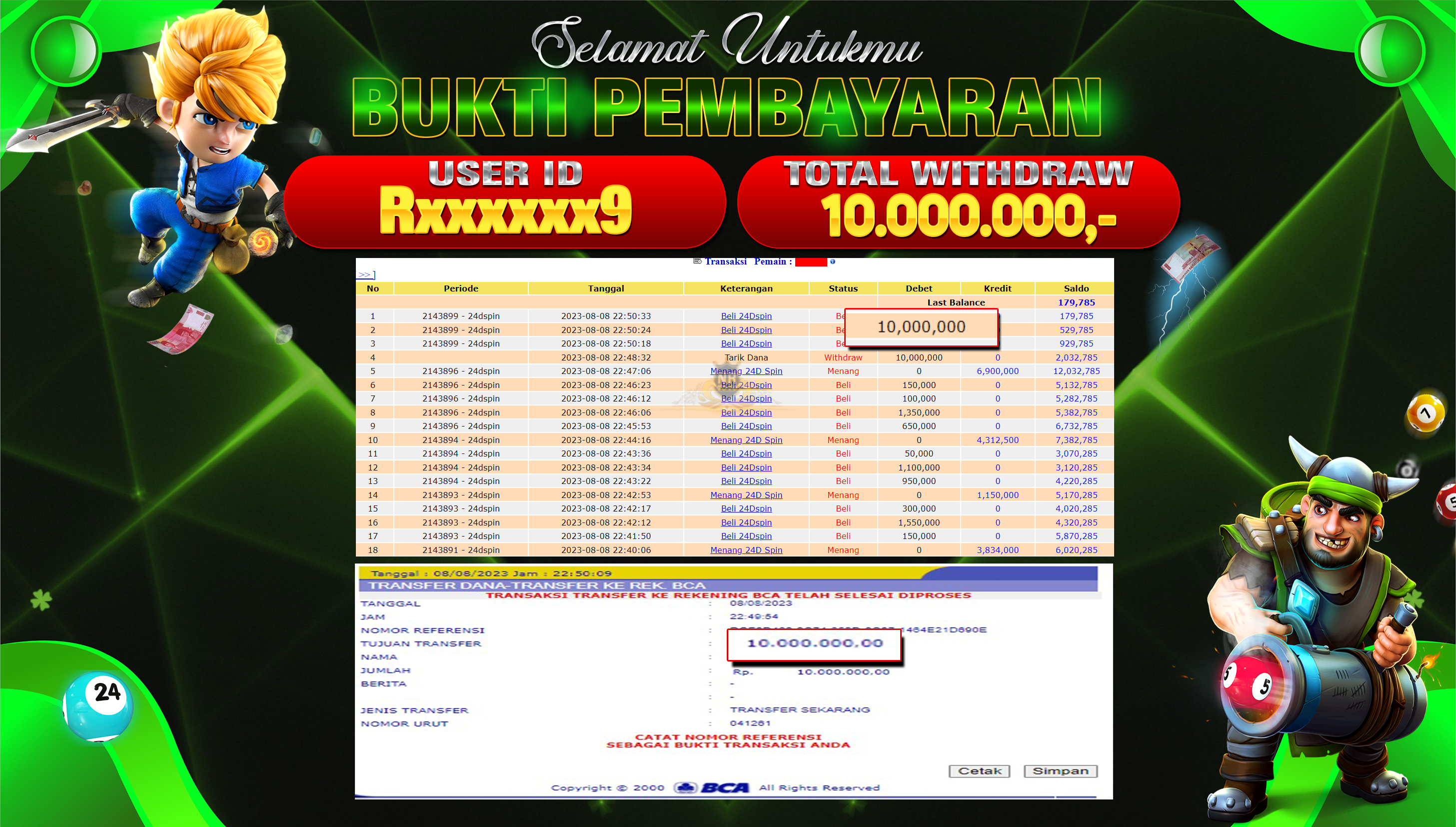 Bukti Jackpot Togel Livecasino 8 Agustus 2023