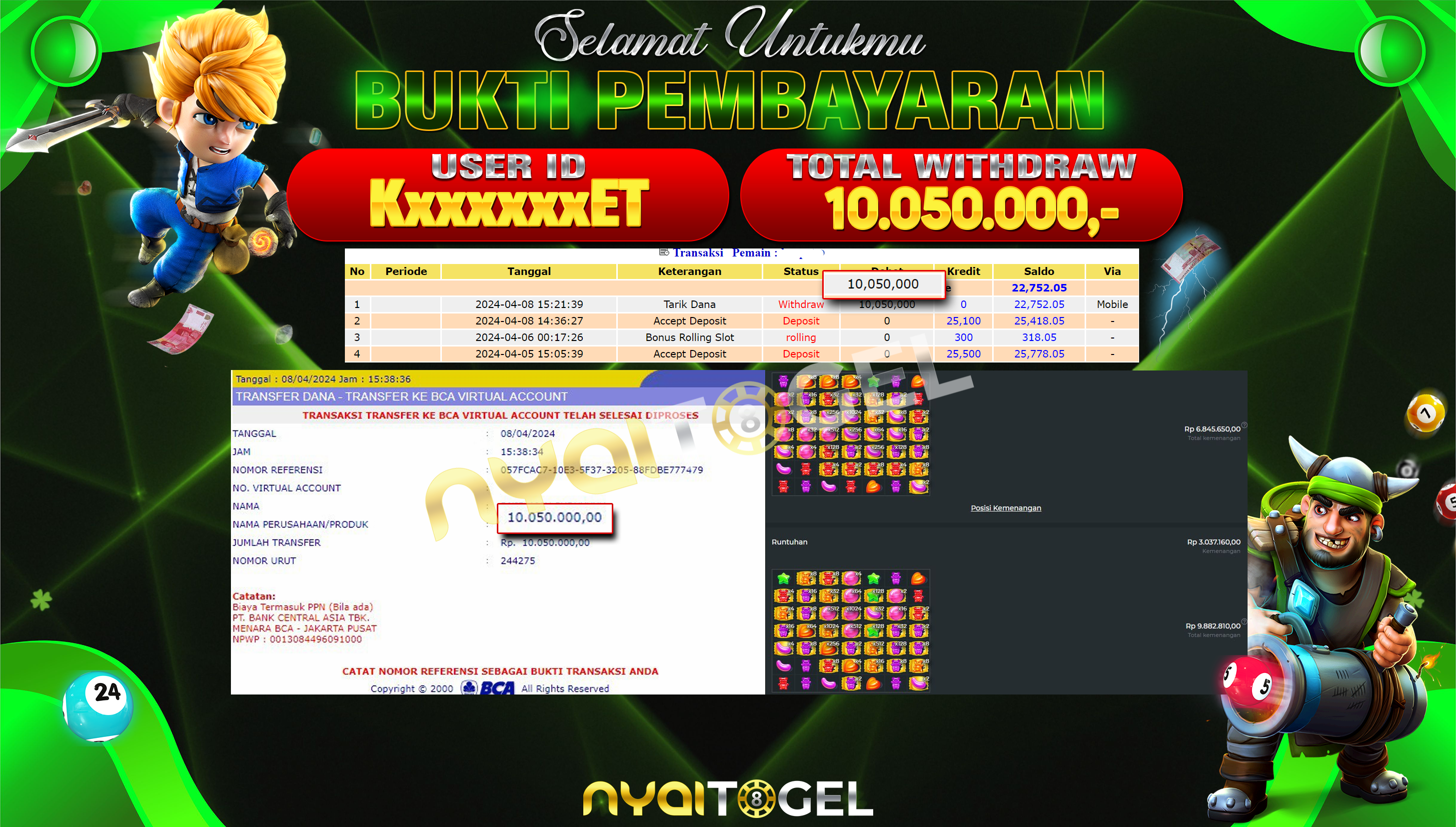 NYAITOGEL Bukti Jackpot Slot Di Sugar Rush Rp.10.050.000,-