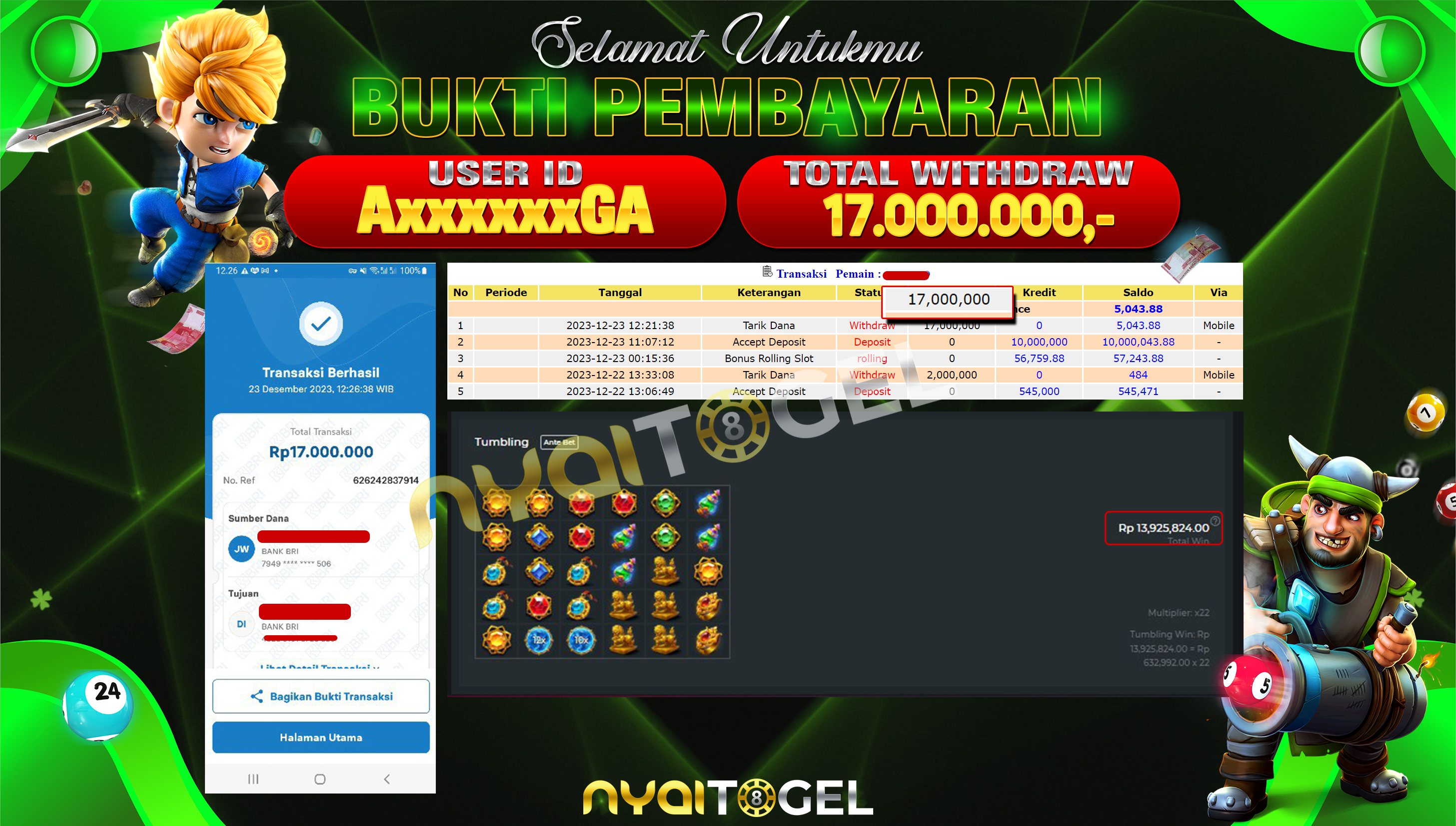 NYAITOGEL Bukti Jackpot Slot Di Gates of Gatot Kaca Rp.17.000.000,-