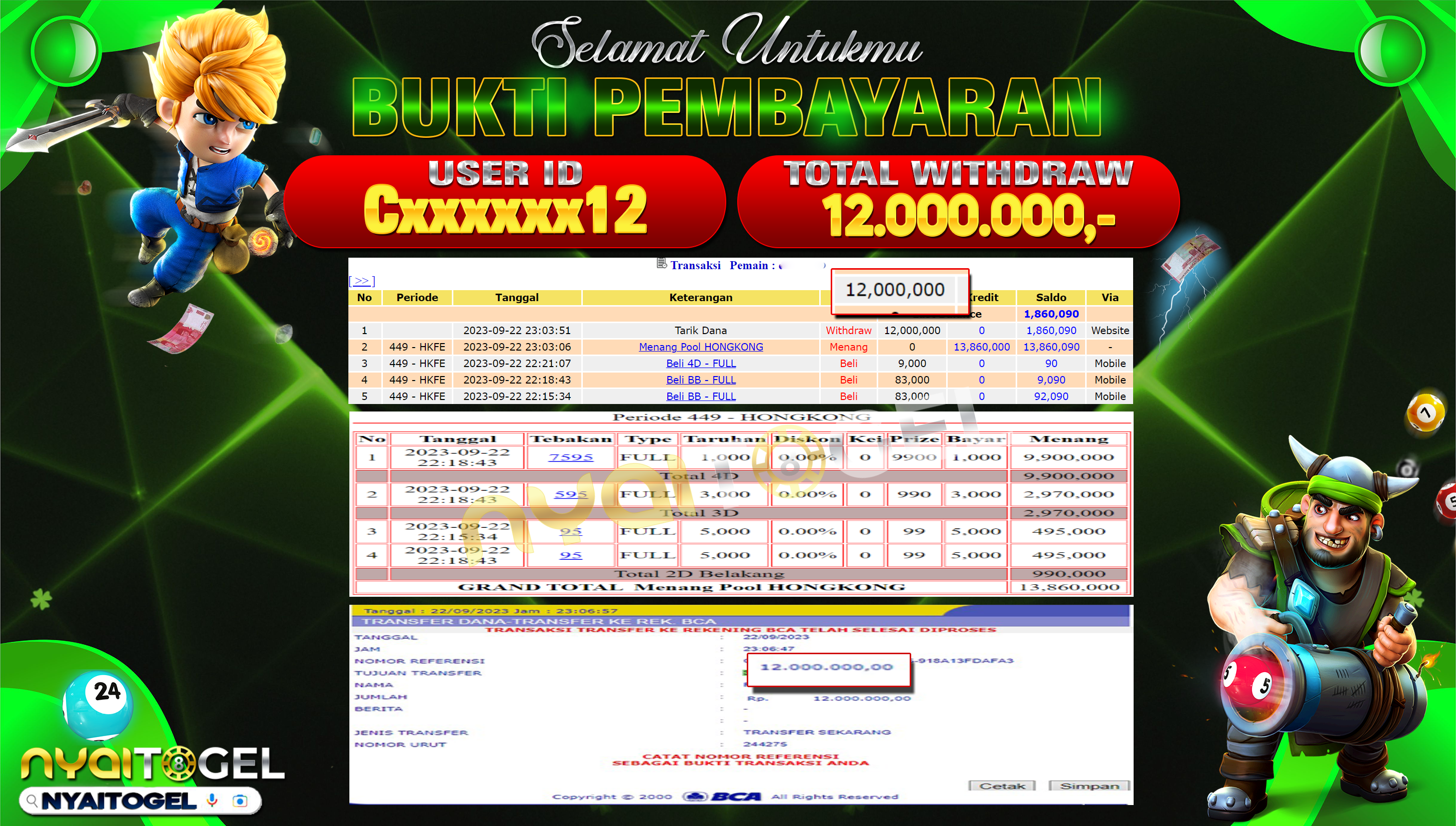 NYAITOGEL Bukti Jackpot Togel Di Pasaran HK Rp.12.000.000,-