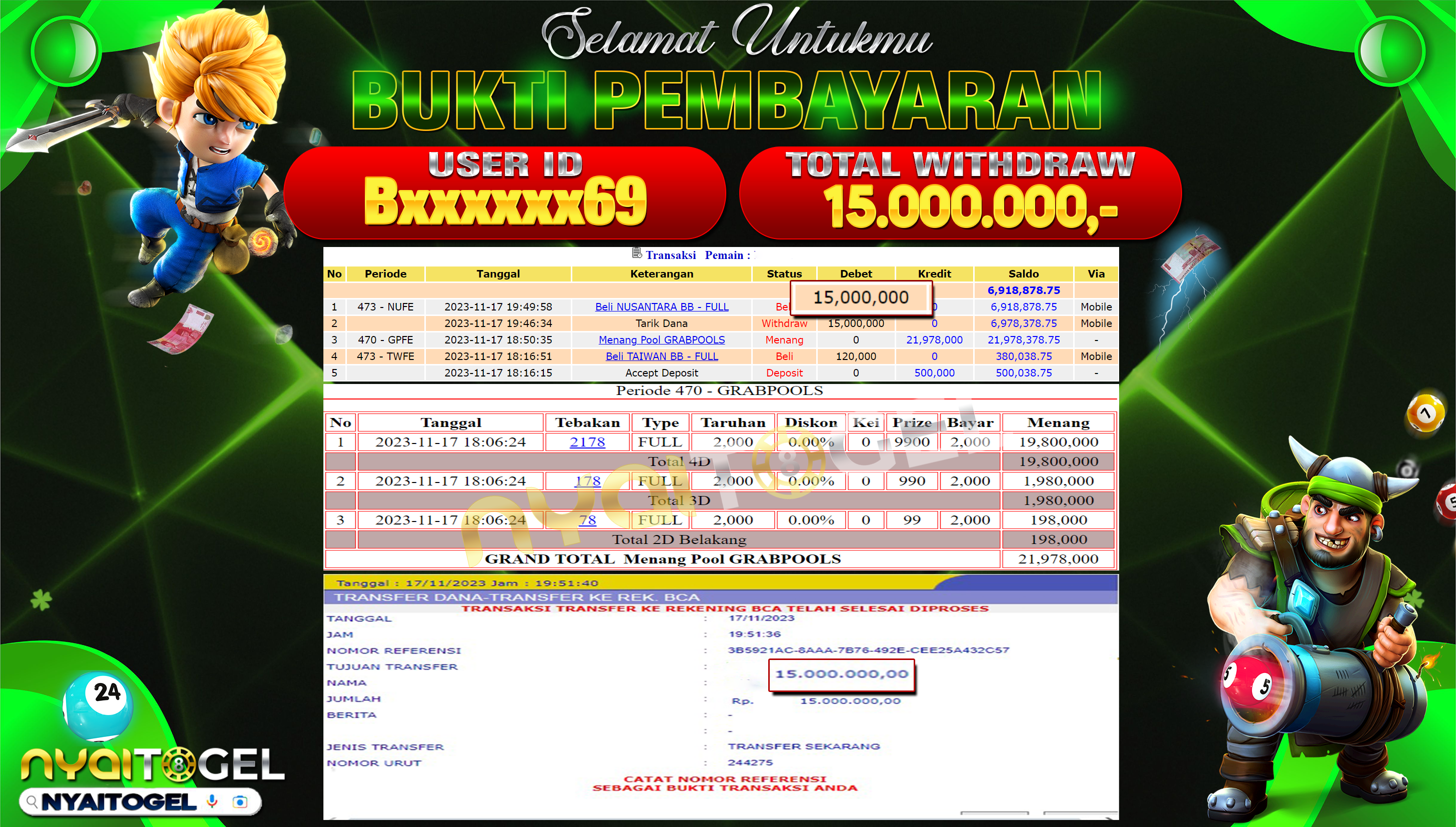 NYAITOGEL Bukti Jackpot Togel Di Nusantara Rp.15.000.000,-