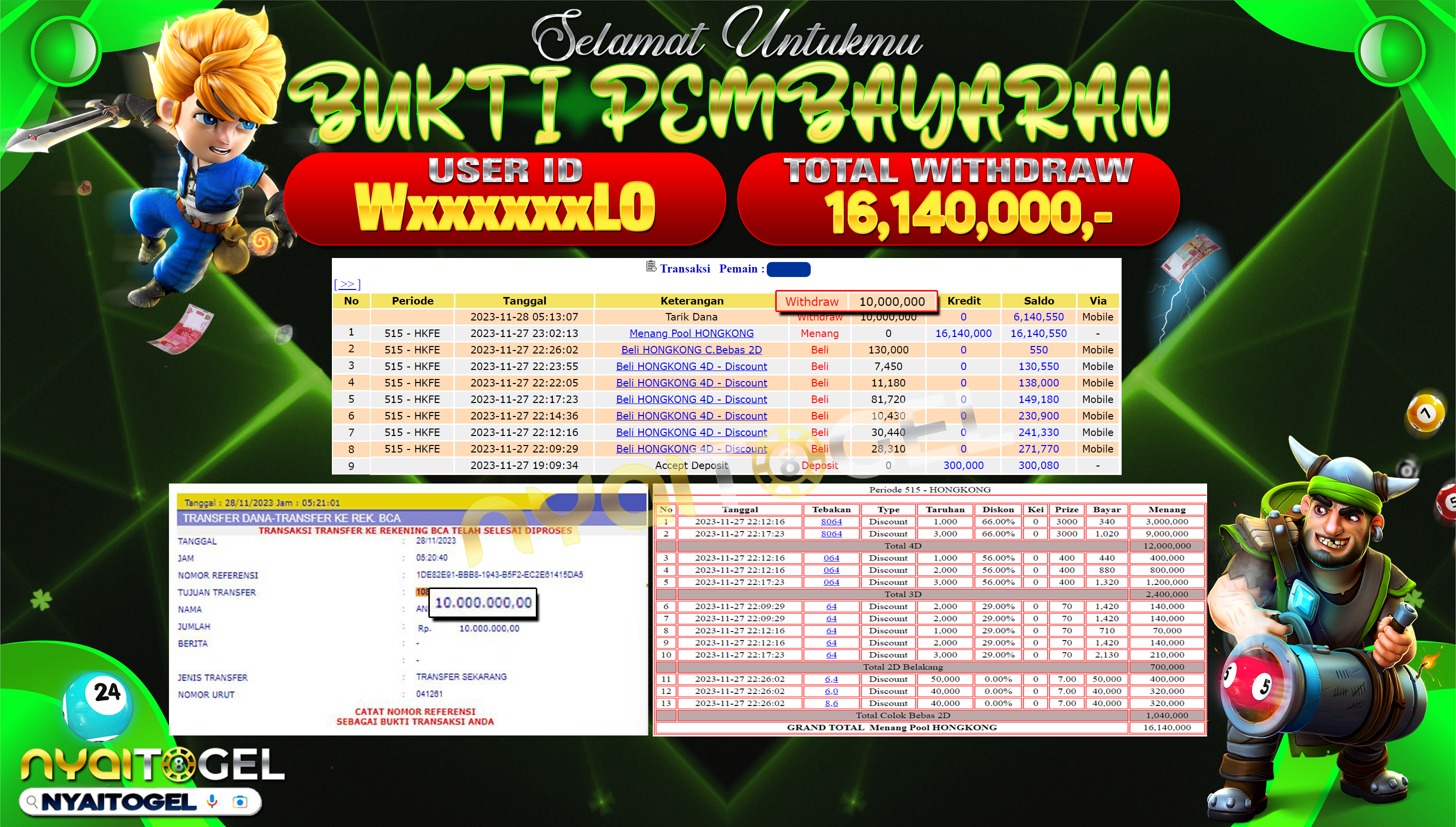 NYAITOGEL Bukti Jackpot Togel Di HK Rp.16.140.000,-