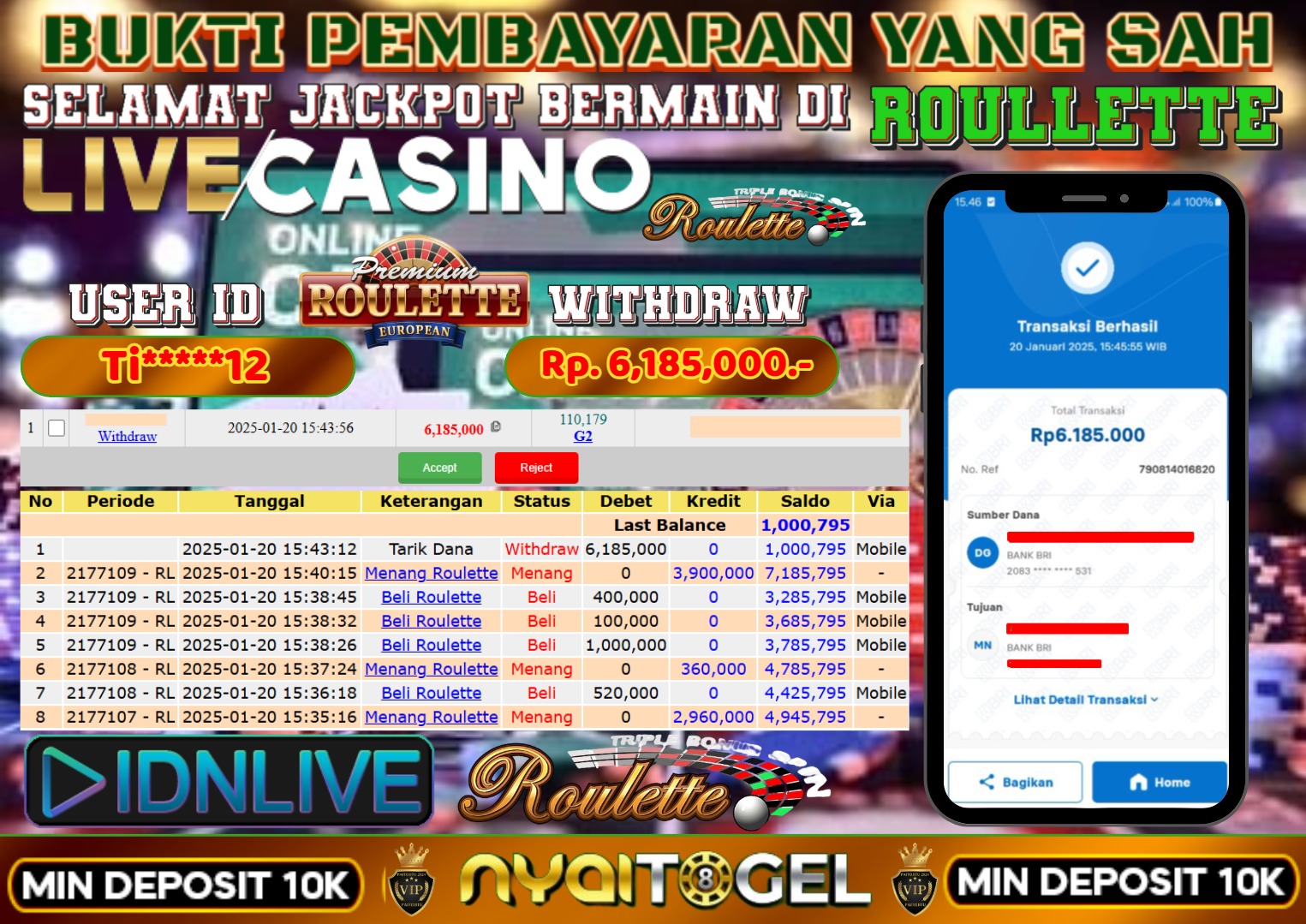 bukti jp livecasino