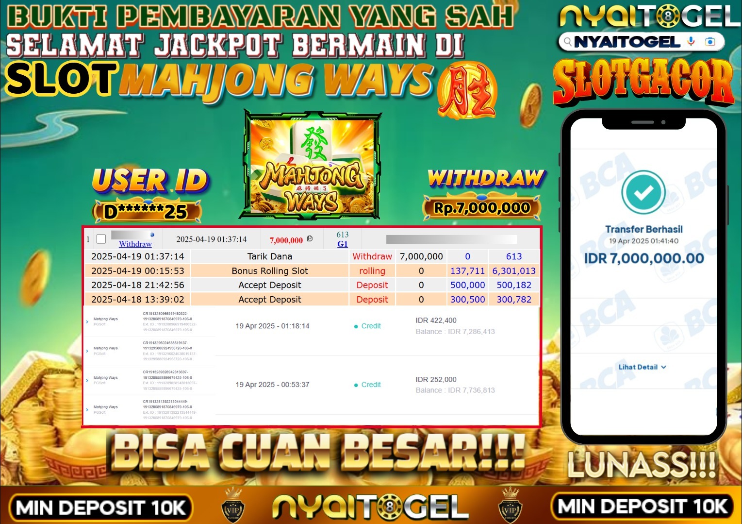 bukti jp slot
