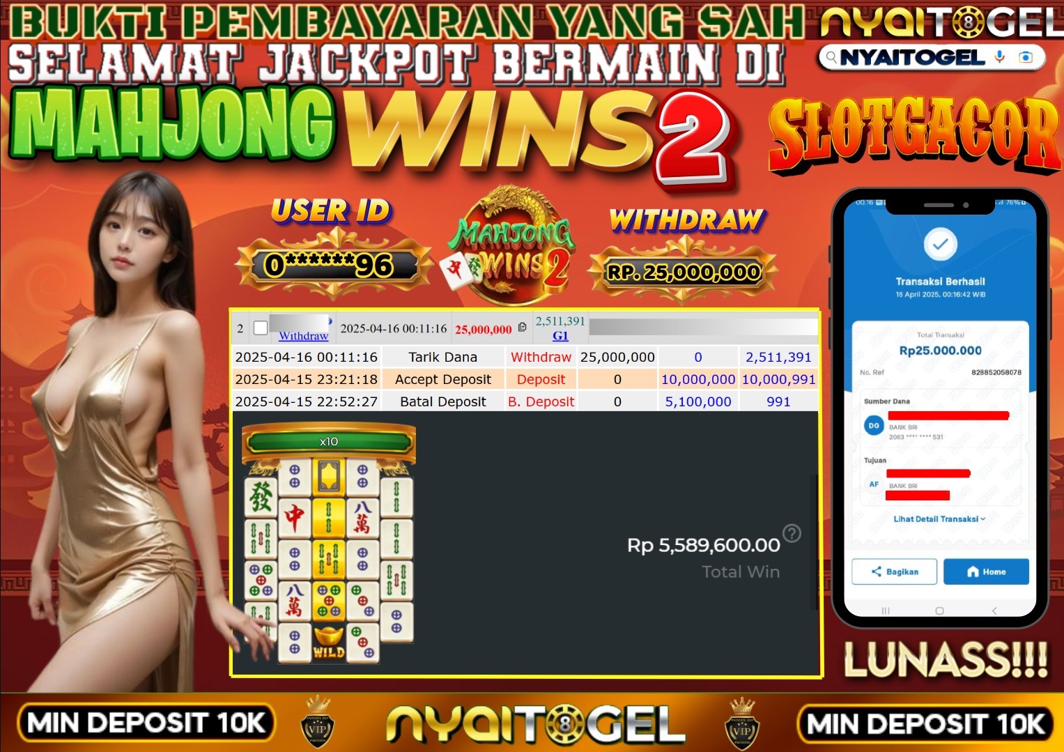bukti jp slot