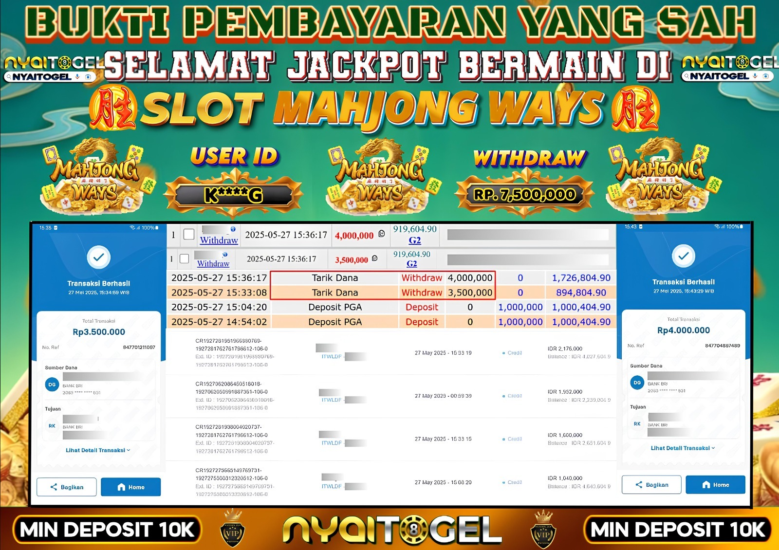 bukti jp slot