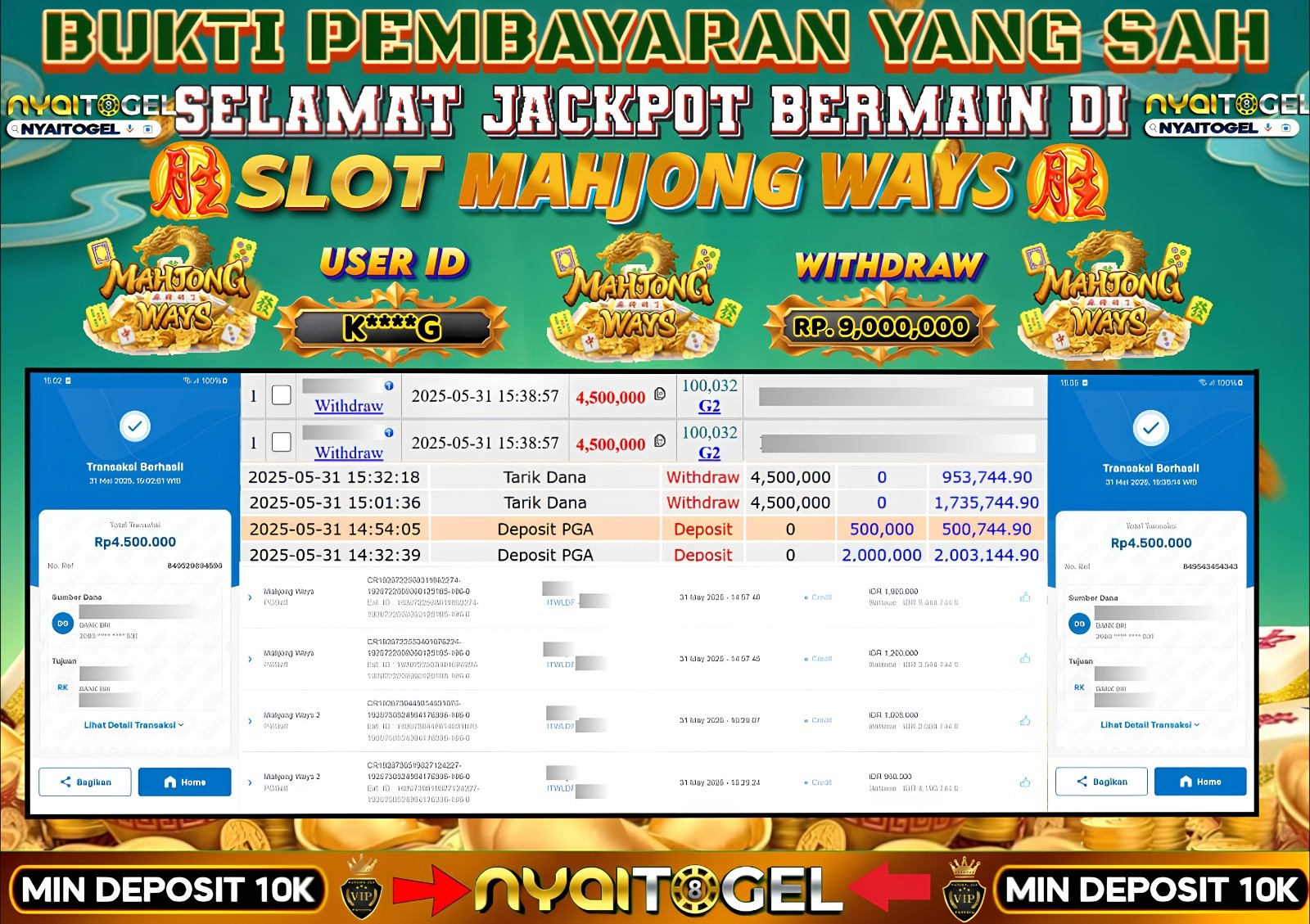 bukti jp slot