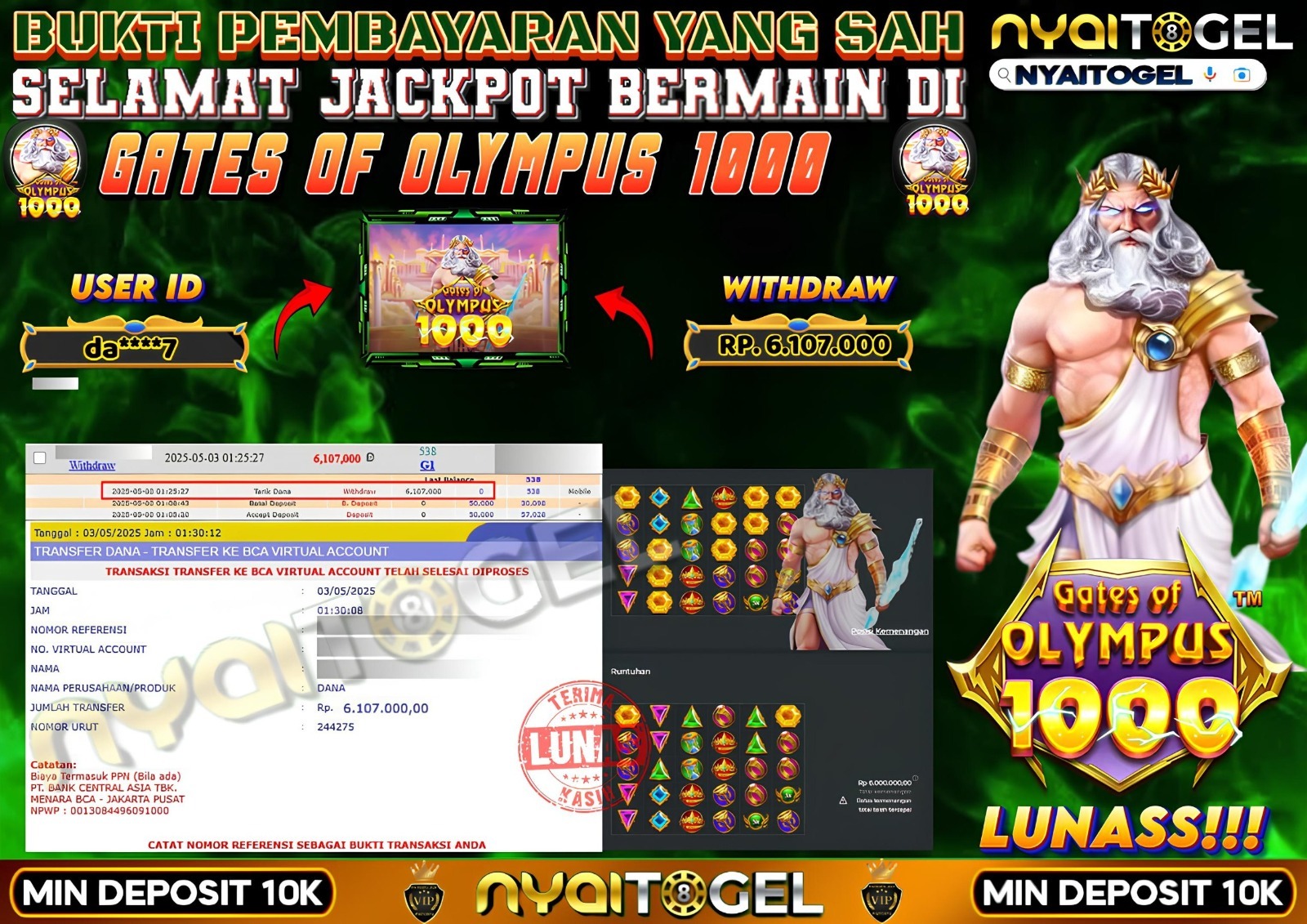 bukti jp slot