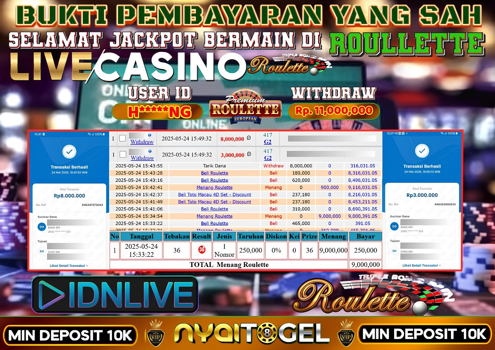 bukti jp livecasino