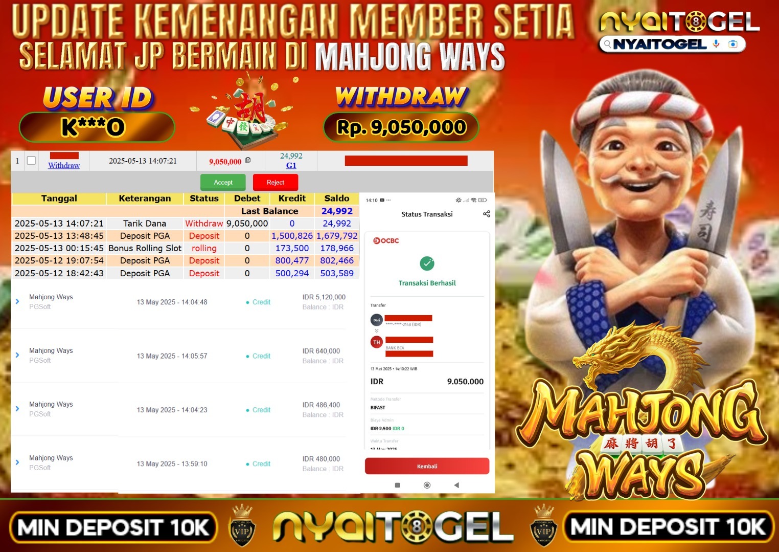 bukti jp slot