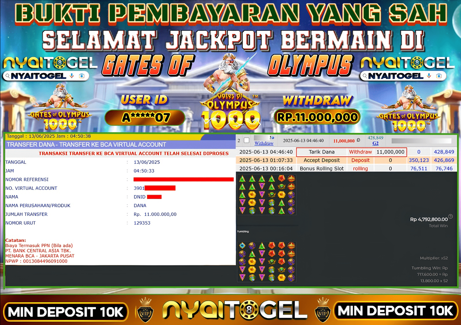 bukti jp slot