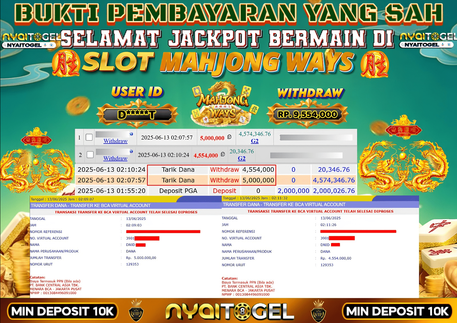 bukti jp slot