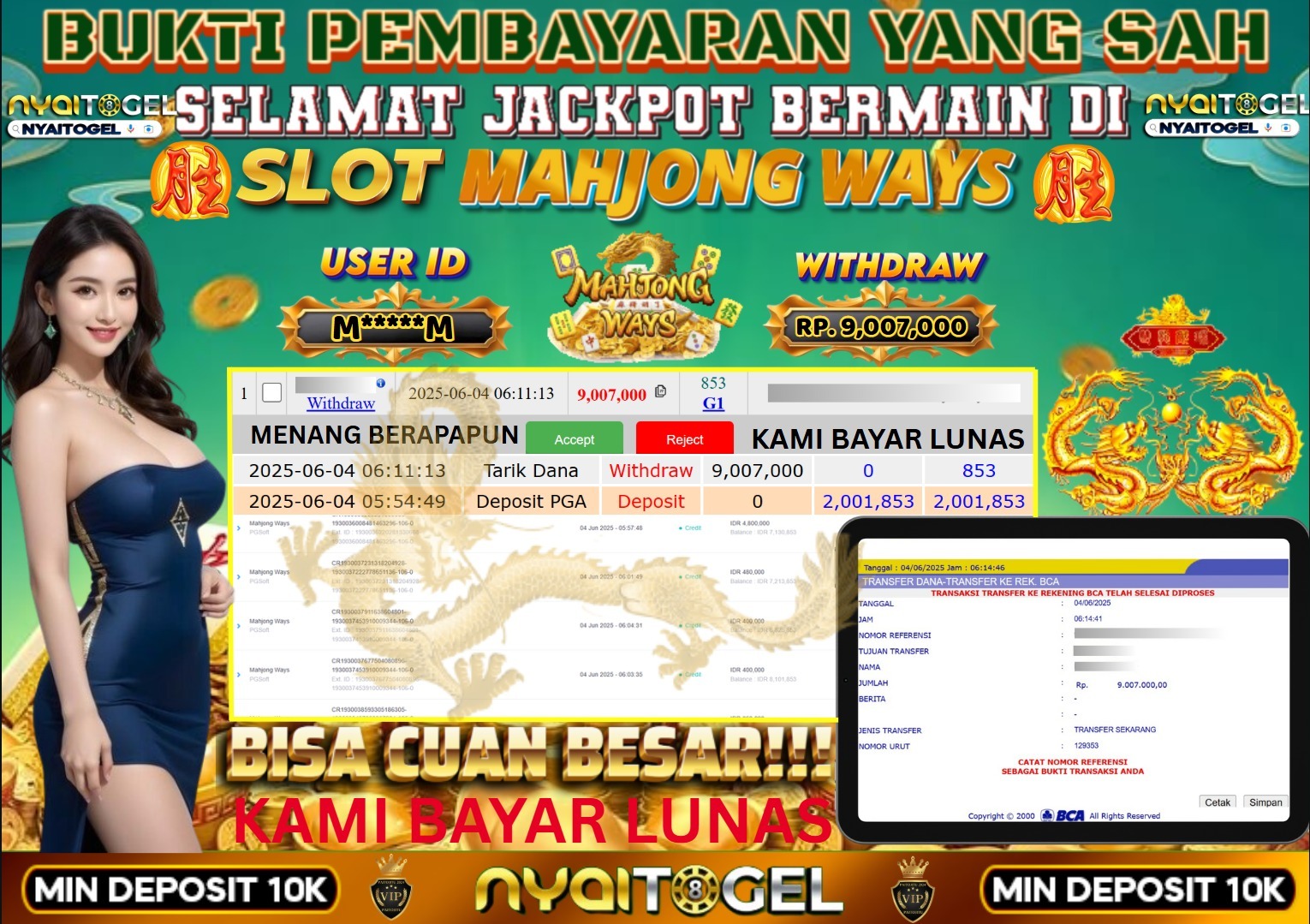 bukti jp slot