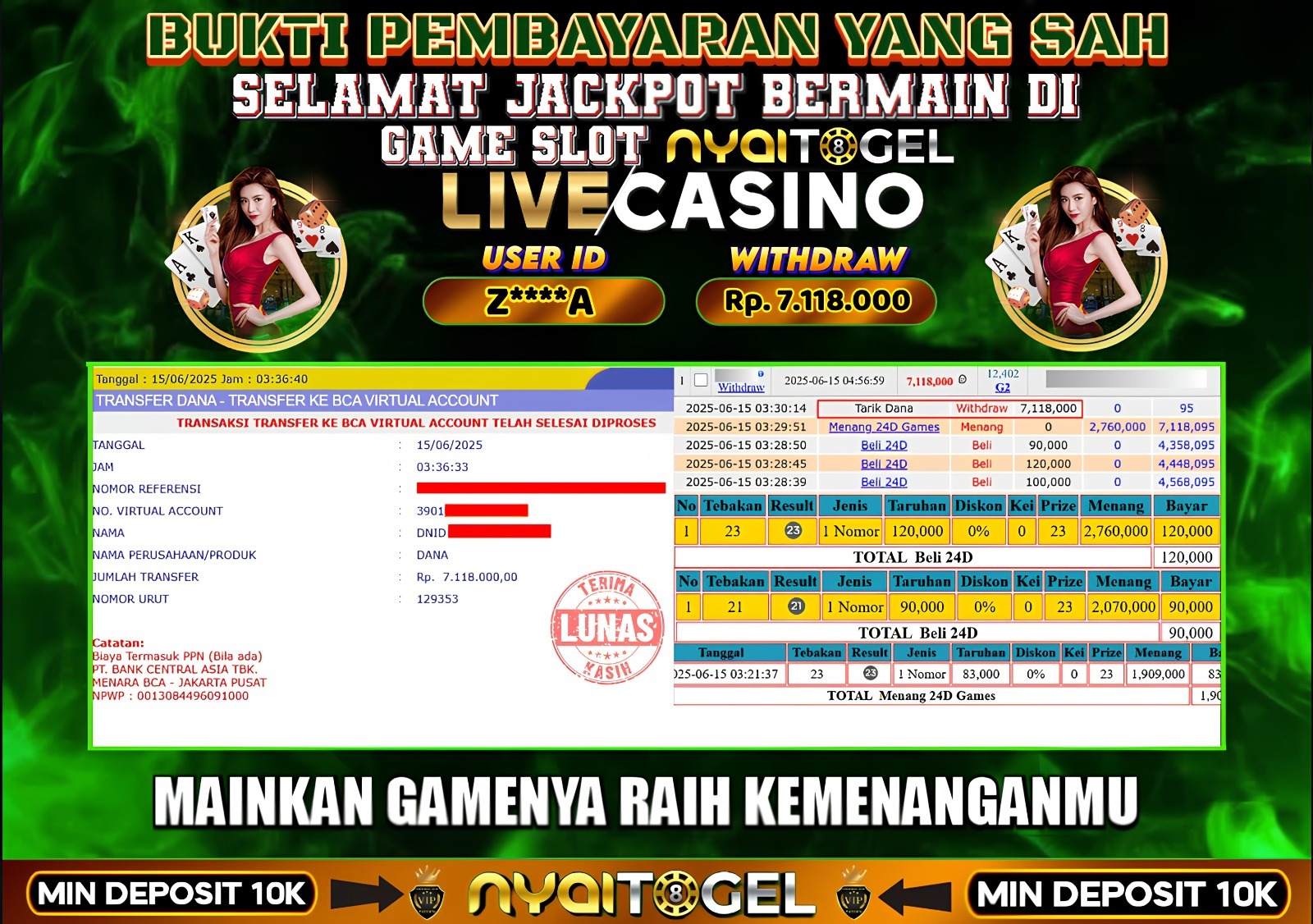 NYAITOGEL Bukti Jackpot Livecasino